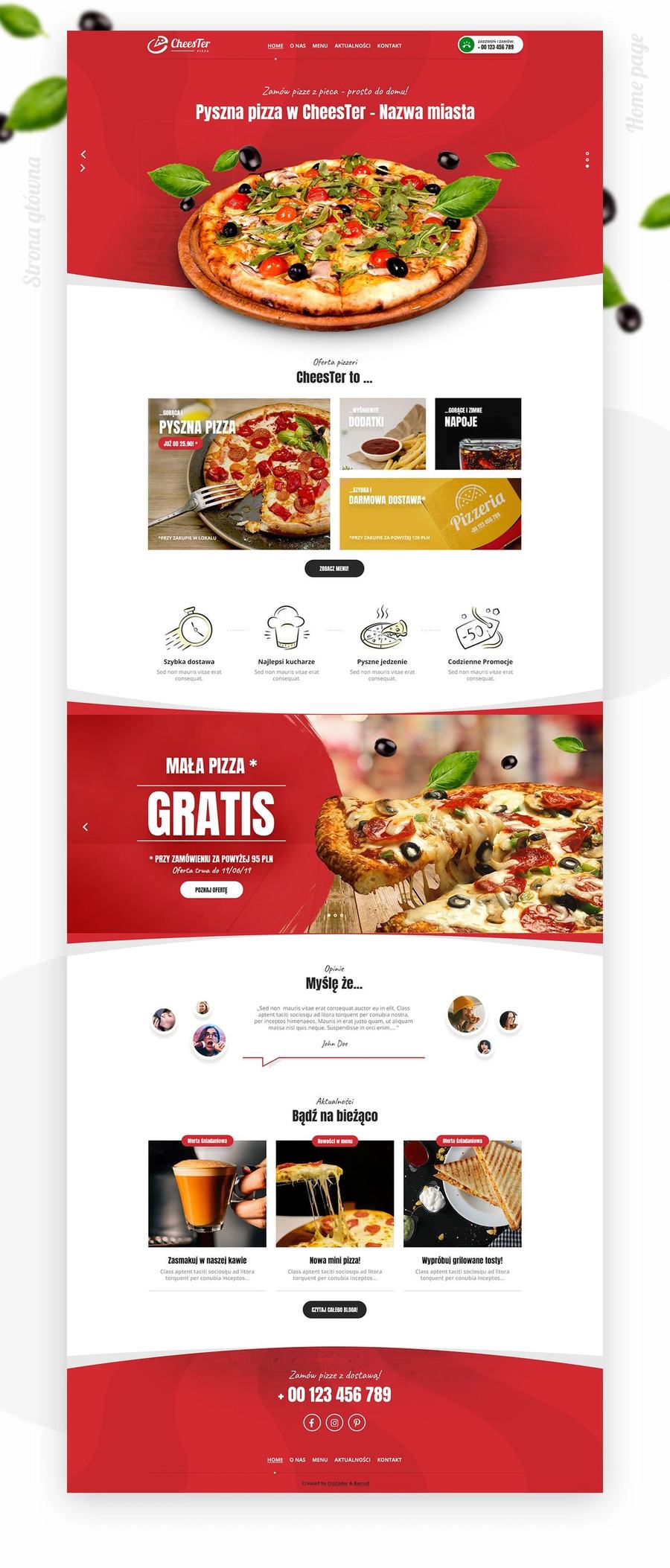 Aperçu d'un site de pizzeria généré