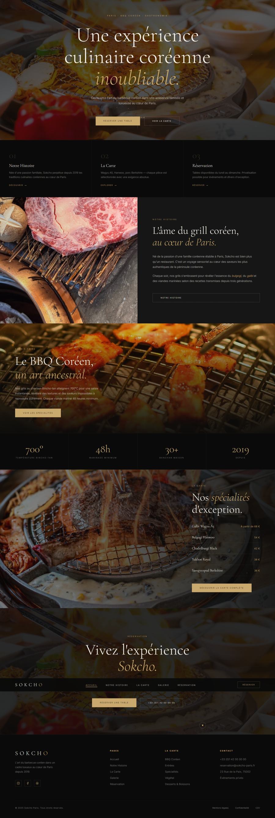 Aperçu d'un site de restaurant haut de gamme généré